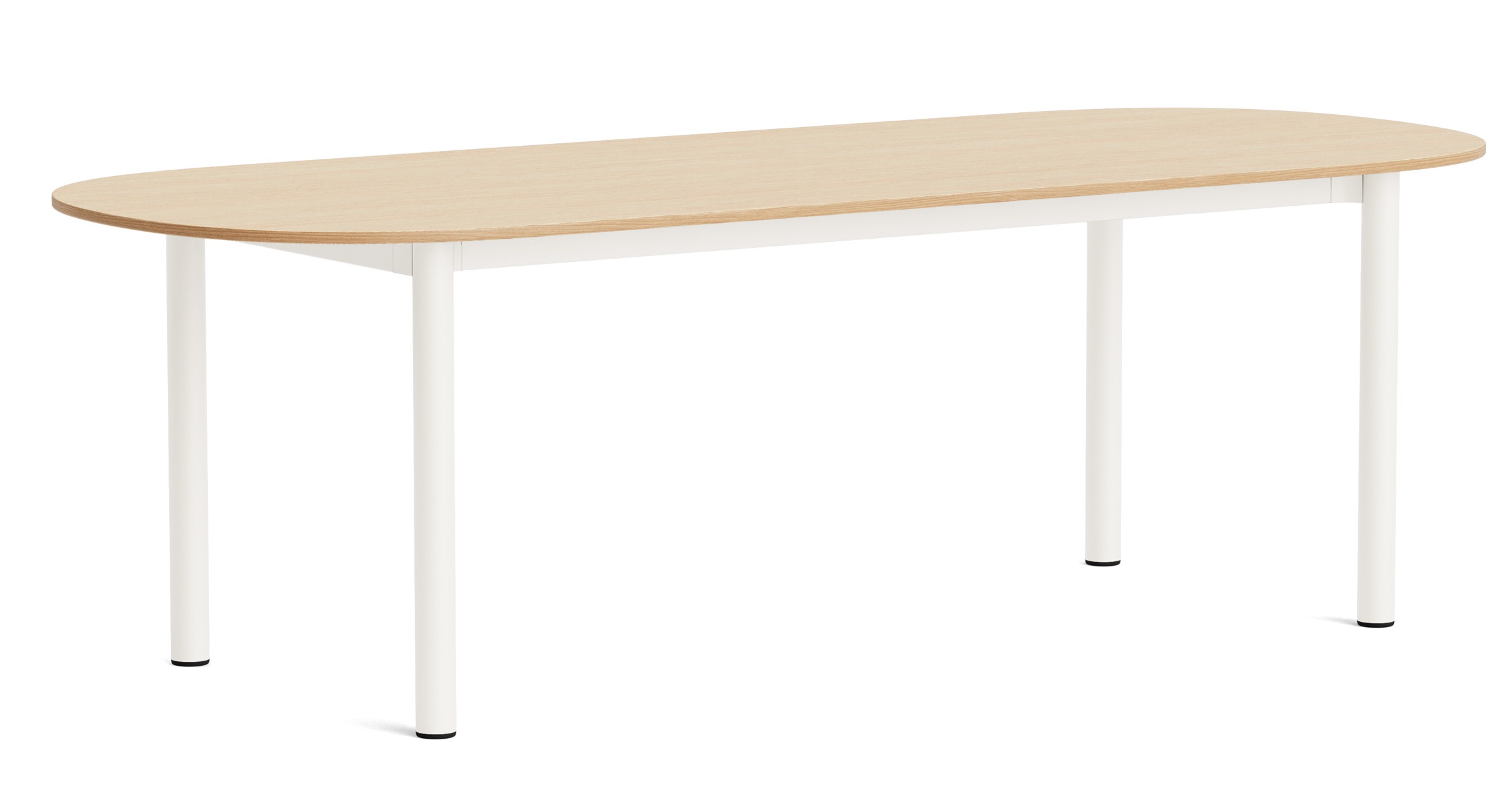 Annex Table Oblong Esstisch von Hay, oval, helle Holzplatte und weiße Beine.
