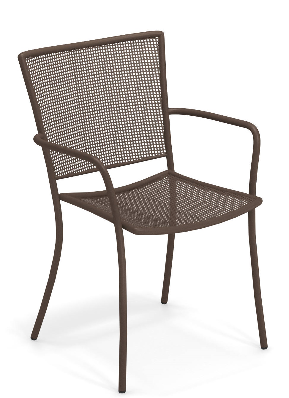 Athena Armchair, brauner Outdoor Armlehnstuhl mit Netzstruktur für Garten und Terrasse.