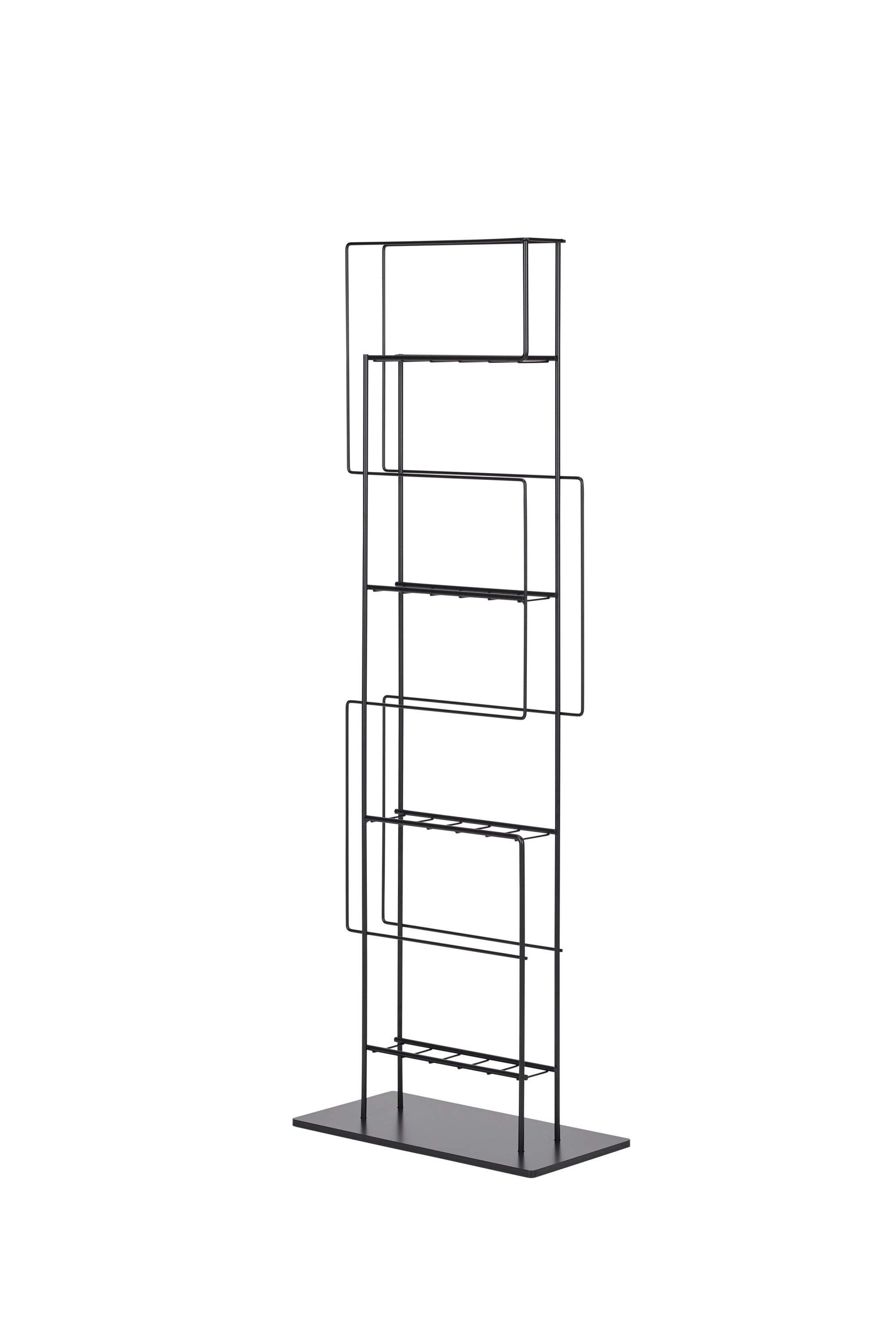 Schönbuch Revue Zeitungsständer: Moderner, schwarzer Prospekthalter aus Metall für Zeitschriften und Broschüren.
