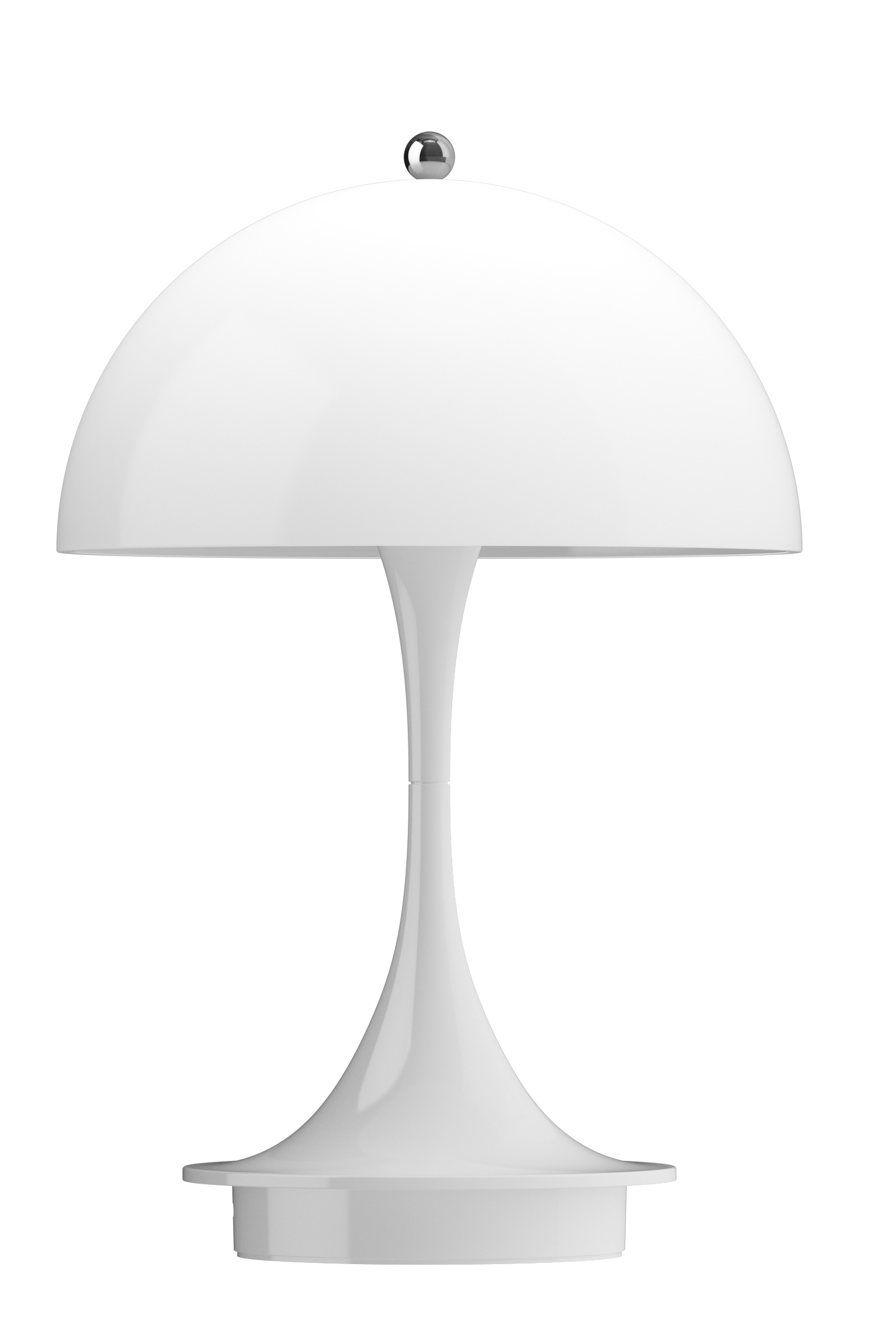 Weiße Panthella Tischleuchte von Louis Poulsen, Akku-betriebene LED Lampe für Innen und Außen.