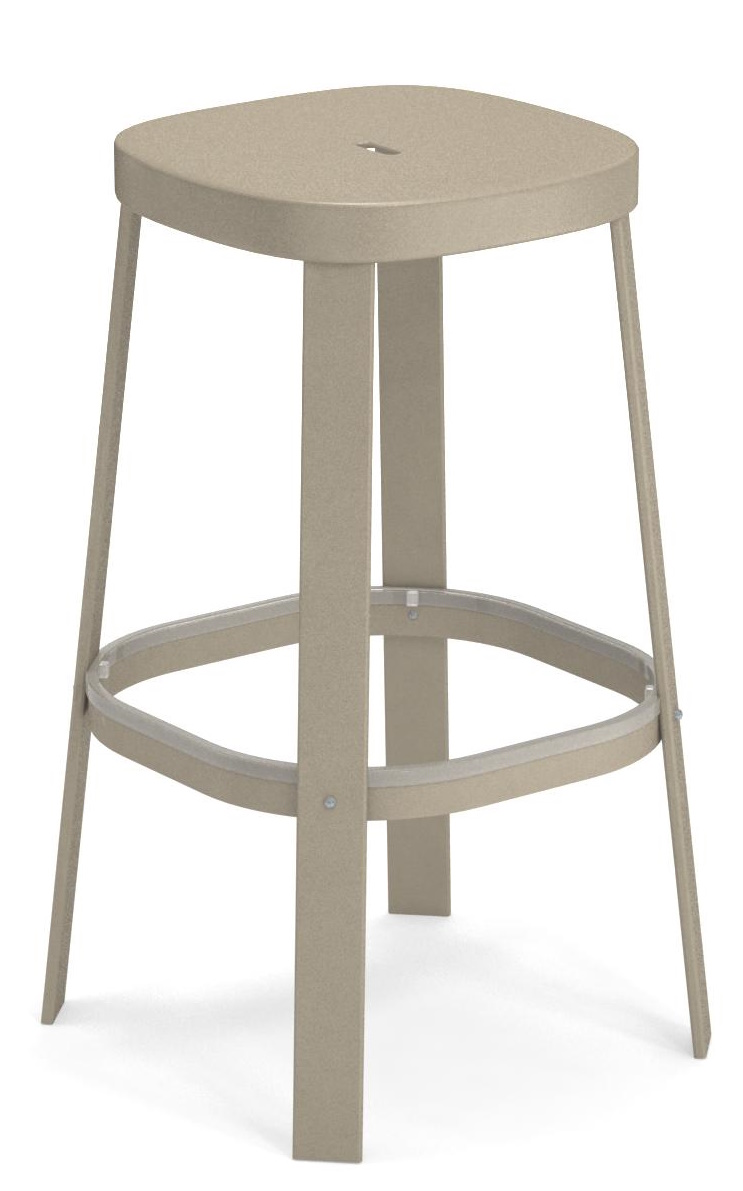 Thor Barstuhl von Emu für den Außenbereich, Barhocker aus Metall in Taupe, modernes Design.