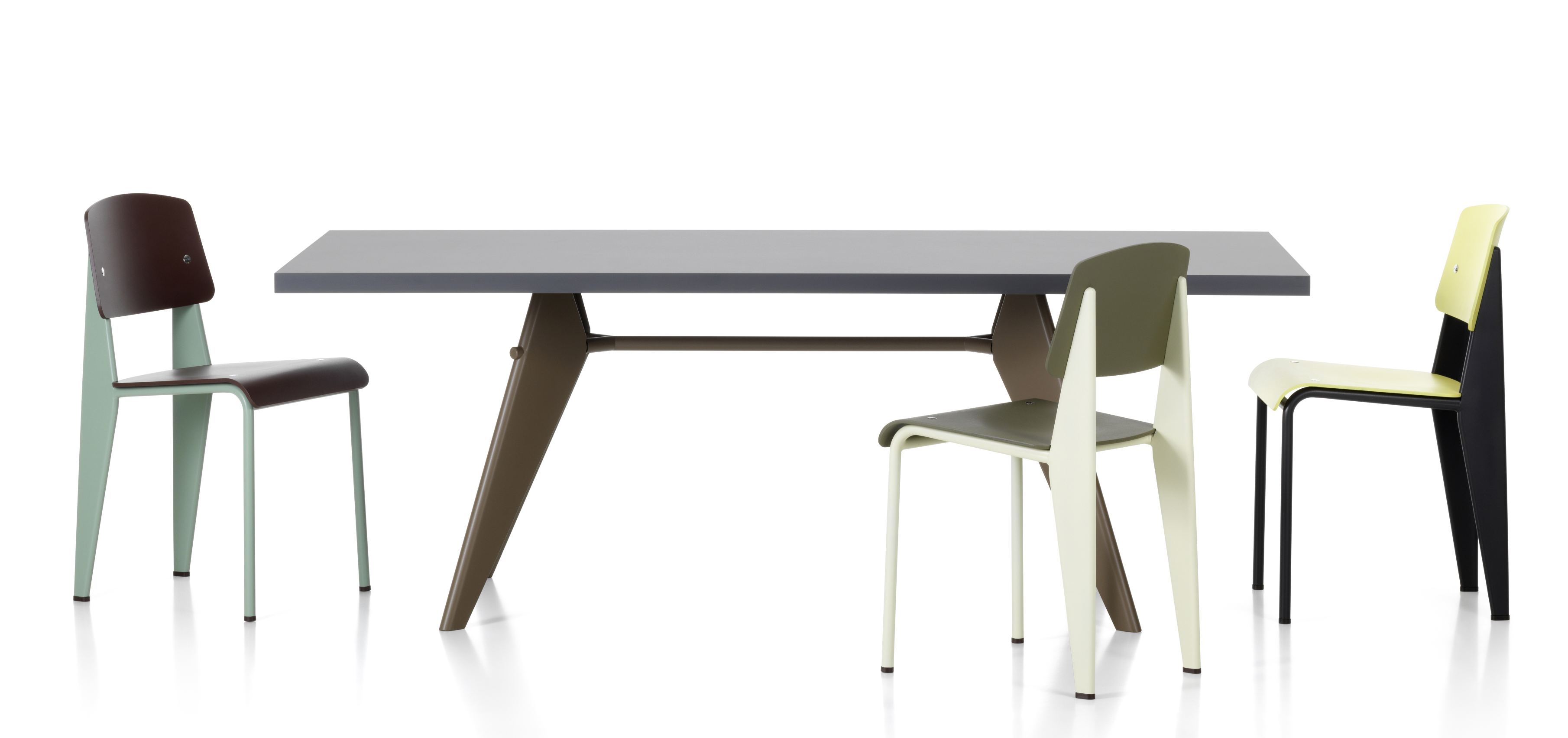 Vitra EM Table HPL Tisch mit Stühlen, Esstisch für Esszimmer oder Küche.