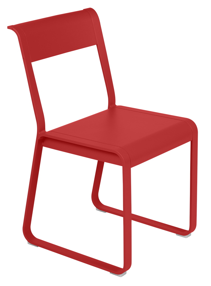 Roter Bellevie Stuhl von Fermob für den Außenbereich, moderner Gartenstuhl aus Metall.