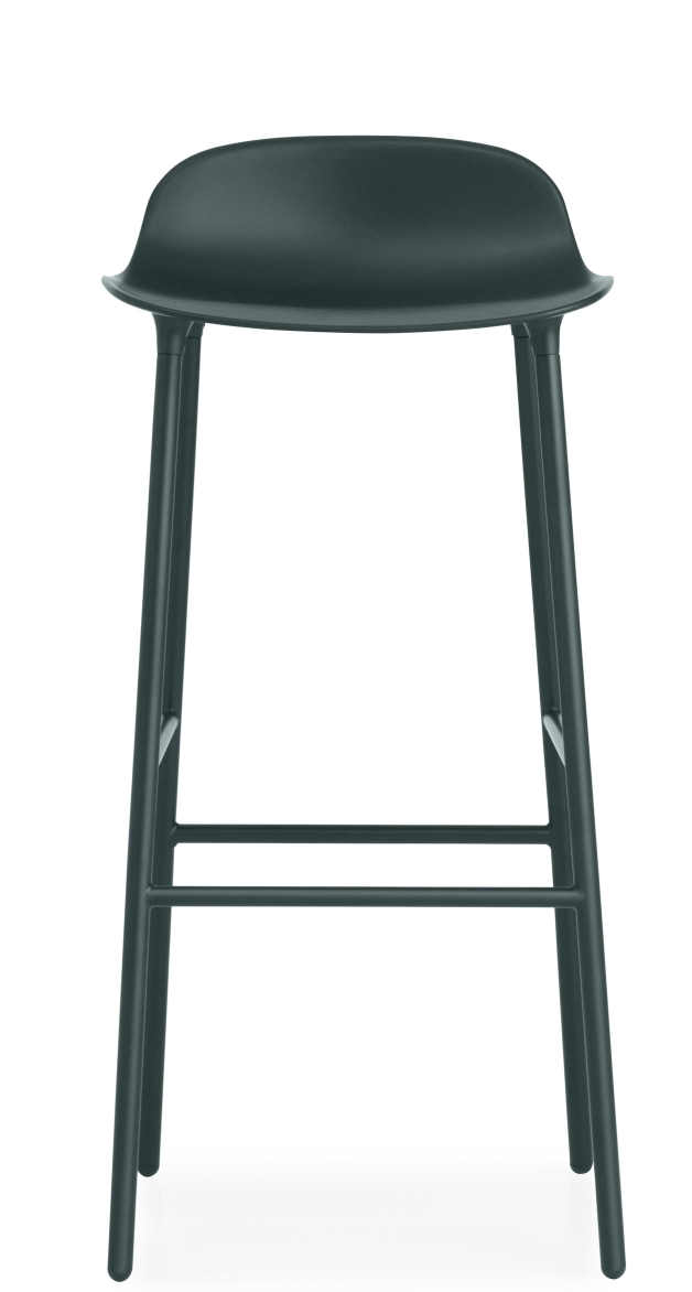 Normann Copenhagen Form Barhocker in Dunkelgrün, minimalistisches Design mit Stahlgestell, ideal für Küche und Bar.