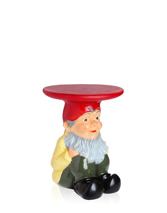 Roter Gartenzwerg-Beistelltisch im Napoleon-Stil von Kartell. Dekorativer Hocker für Innen und Außen.