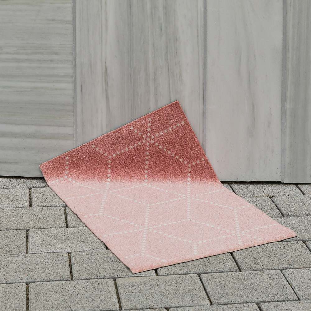 Hagl Heymat Fußmatte 60x85 cm, schwarz-rosa mit geometrischem Muster für Innen- und Außenbereich.