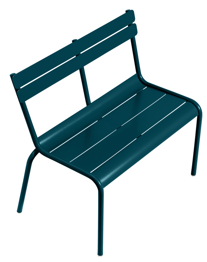 Türkisblaue Fermob Luxembourg Kinderbank für den Garten oder die Terrasse. Outdoor-Möbel für Kinder.