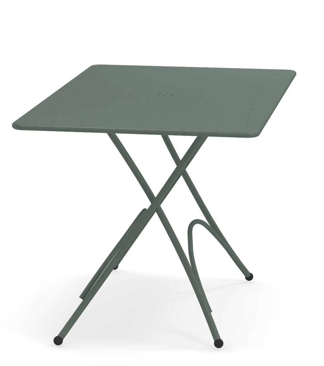 Pigalle Klapptisch Outdoor Emu, quadratisch, aus Metall in Olivgrün, ideal für Garten und Balkon.