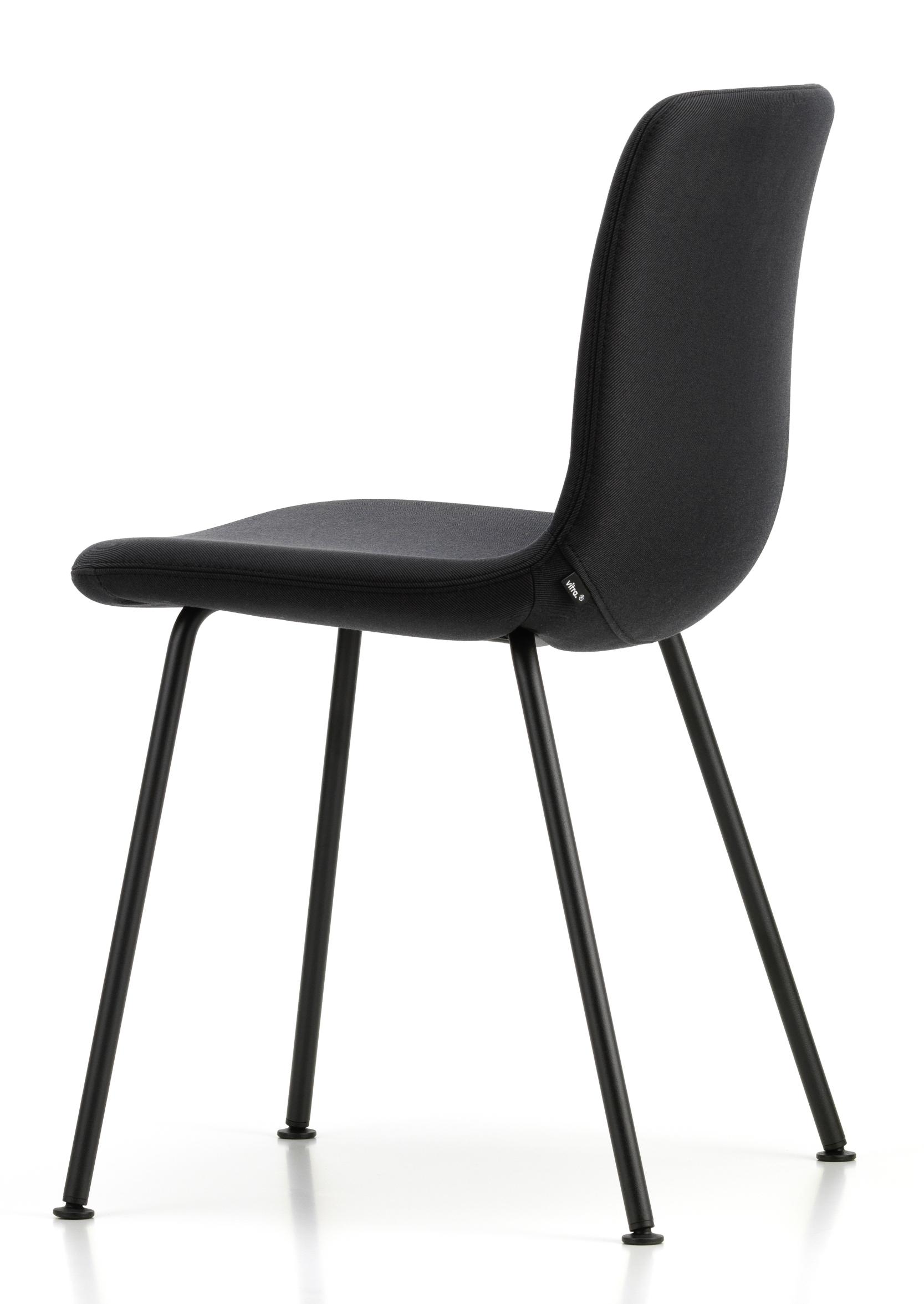 Schwarzer Hal Soft Tube Stuhl von Vitra mit Stoffbezug und Stahlrohrgestell von hinten.
