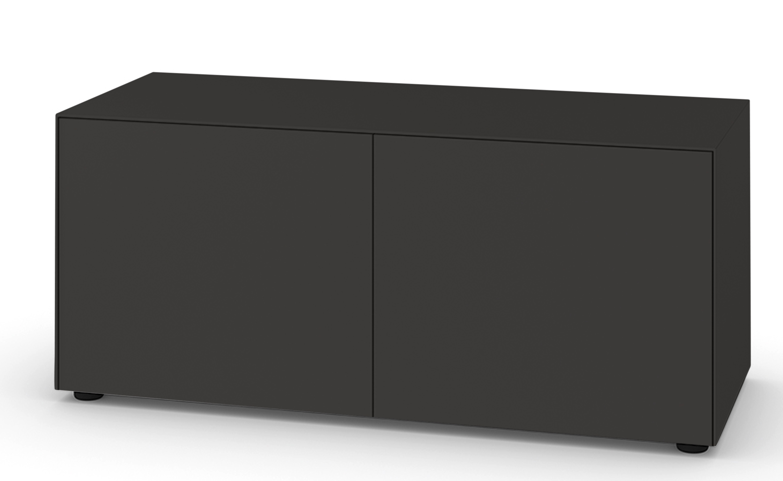 Nex Pur Box Board von Piure mit zwei Türen in Anthrazit, modernes Sideboard für Wohnzimmer.