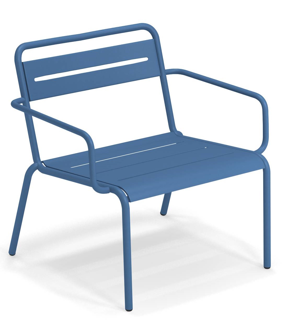 Blauer Star Lounge Sessel von Emu für den Außenbereich, moderner Metallstuhl mit Armlehnen.