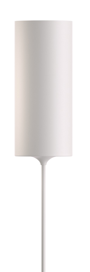 Nahaufnahme der grauen Falling Sun Pendelleuchte mit zylindrischem Lampenschirm und minimalistischem Design für moderne Innenräume.