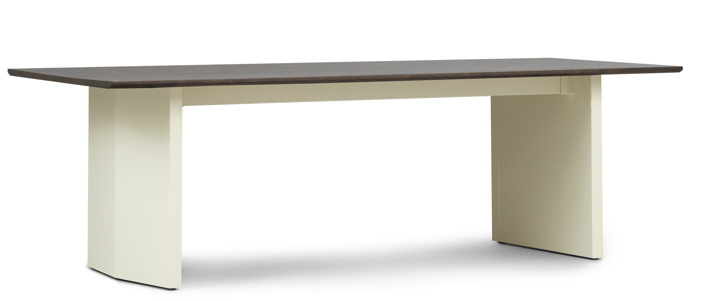 Normann Copenhagen Panel Tisch, Esstisch mit dunkler Tischplatte und hellen Tischbeinen, modernes Design.