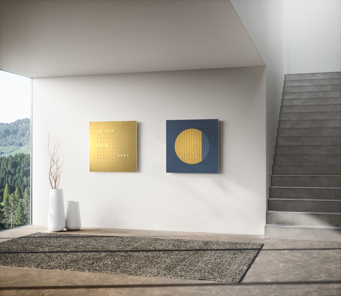 Earth 90 Creator's Edition wandklok / Tijdsobject Duits QLOCKTWO