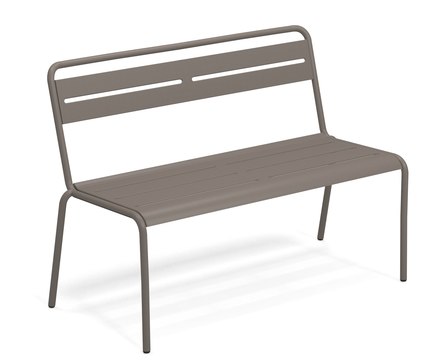 Emu Star Bench Outdoor Bank aus Metall, modernes Design für Garten und Terrasse, graubraun.