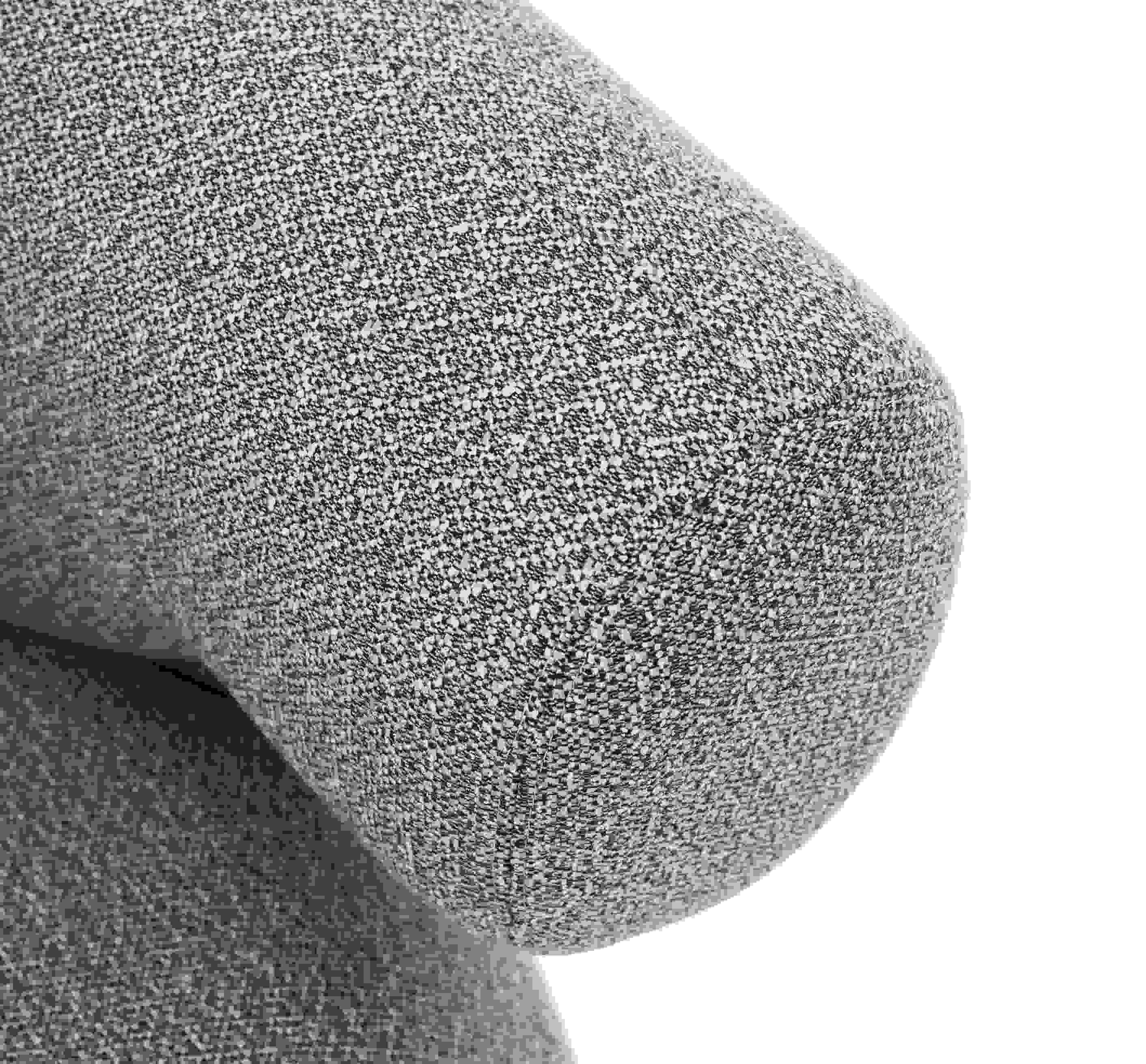 Detailaufnahme des grauen, melierten Stoffbezugs vom Burra Lounge Chair Outdoor Sessel von Normann Copenhagen.