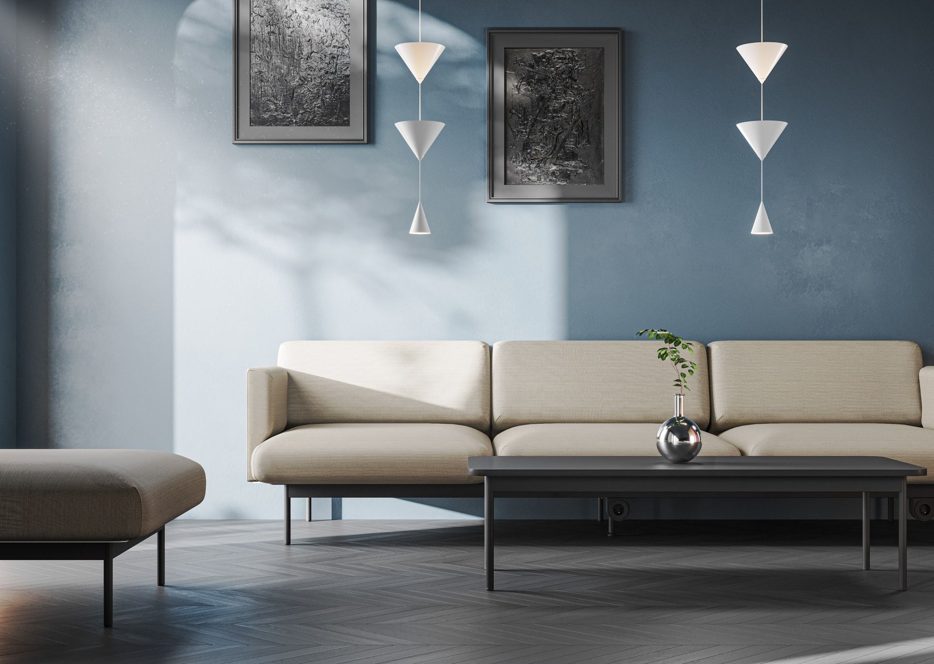 Beige fora FR 423 Sofa 3-Sitzer von Bejot im modernen Wohnzimmer mit Couchtisch und Dekoration.