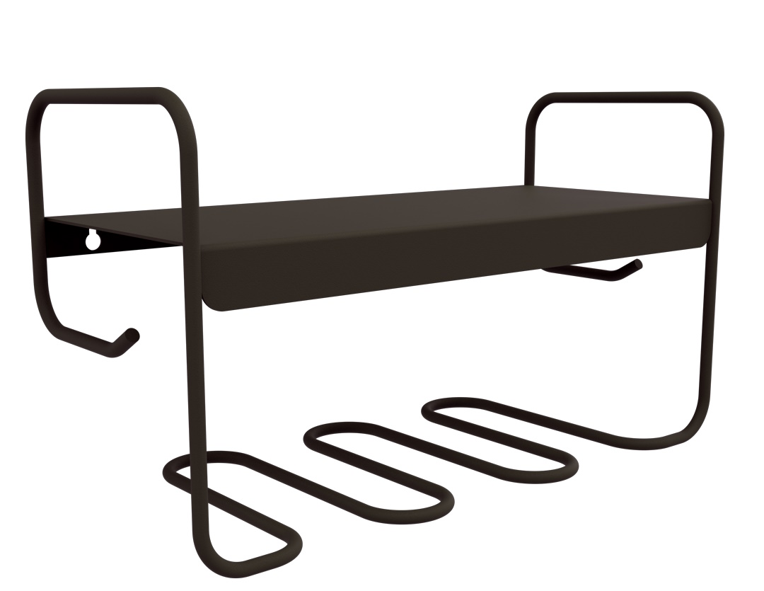 Dunkelbraunes Picolino Wandregal von Fermob für drinnen und draußen, modernes Design mit Ablage und Haken.
