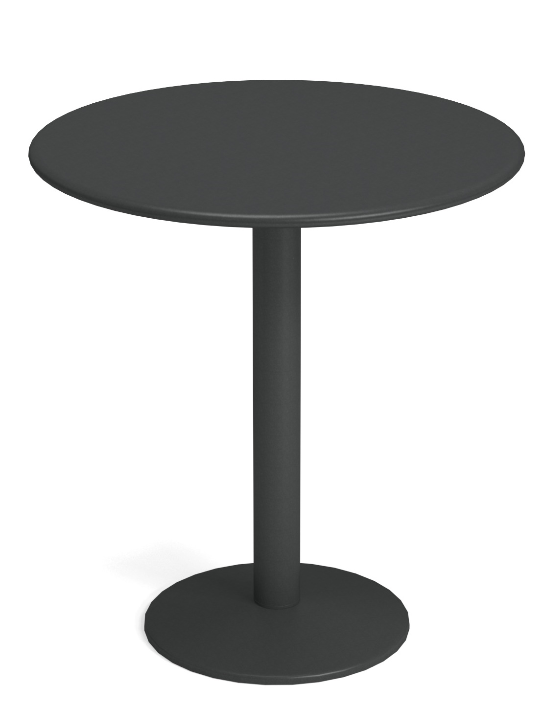 Schwarzer Emu Thor runder Tisch mit zentralem Standfuß, ideal für den Garten oder die Terrasse.