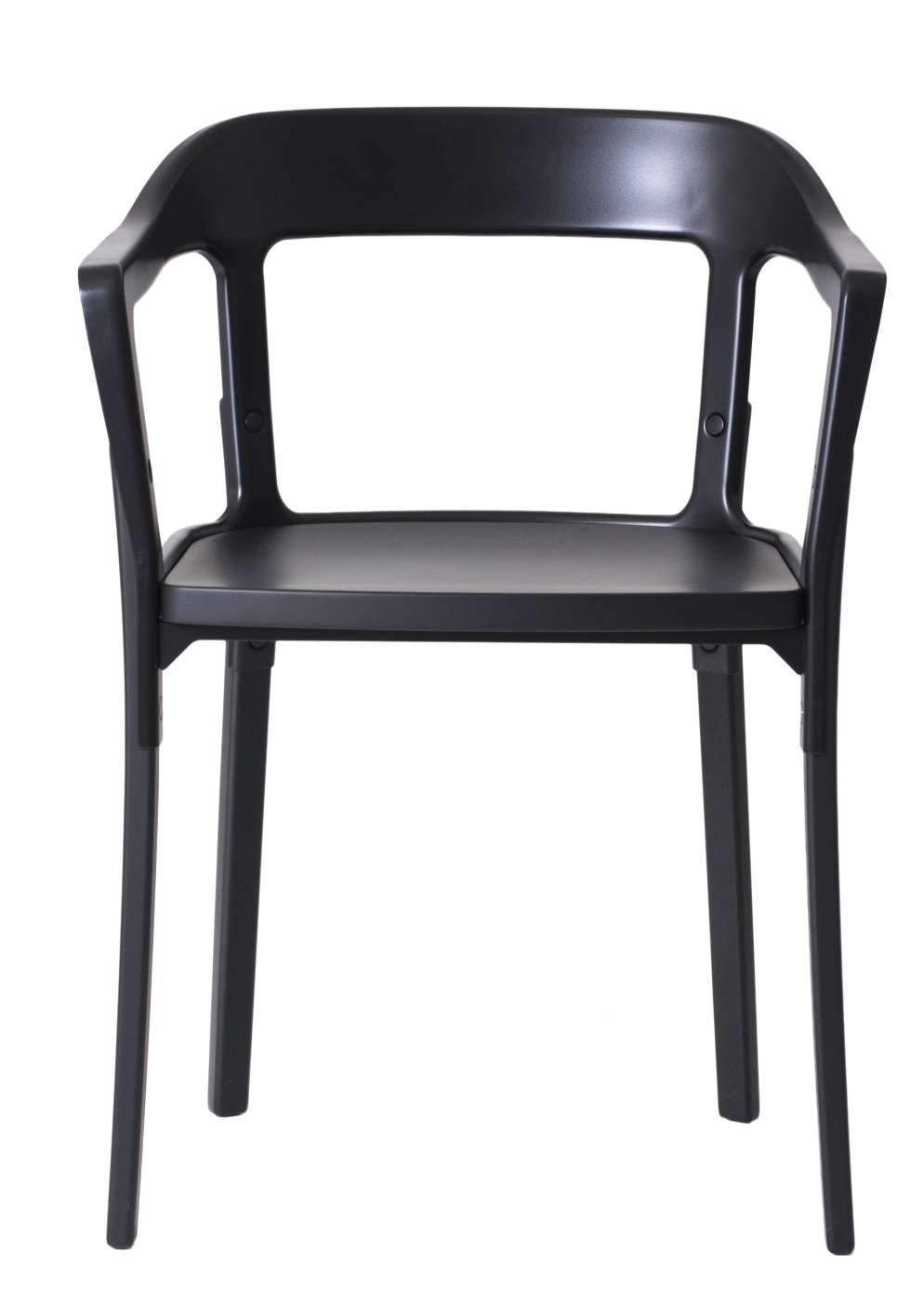 Schwarzer Steelwood Chair Stuhl von Magis, moderner Designstuhl mit Armlehnen und minimalistischem Stil für Esszimmer.