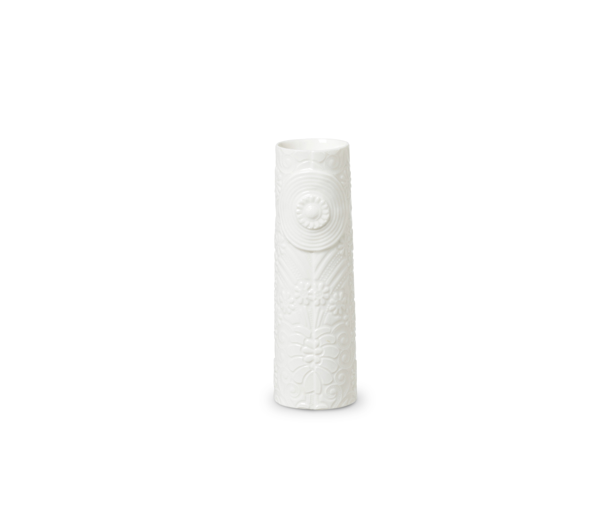 Weiße Pipanella Vase, Mini Dottir Blumenvase mit floralen Mustern, Keramik, Einzelstück für stilvolle Dekoration.