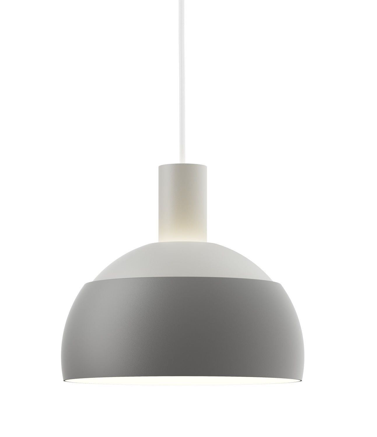 FJ Elements Pendelleuchte von Louis Poulsen in Grau und Weiß, moderne Hängelampe für Innenräume.