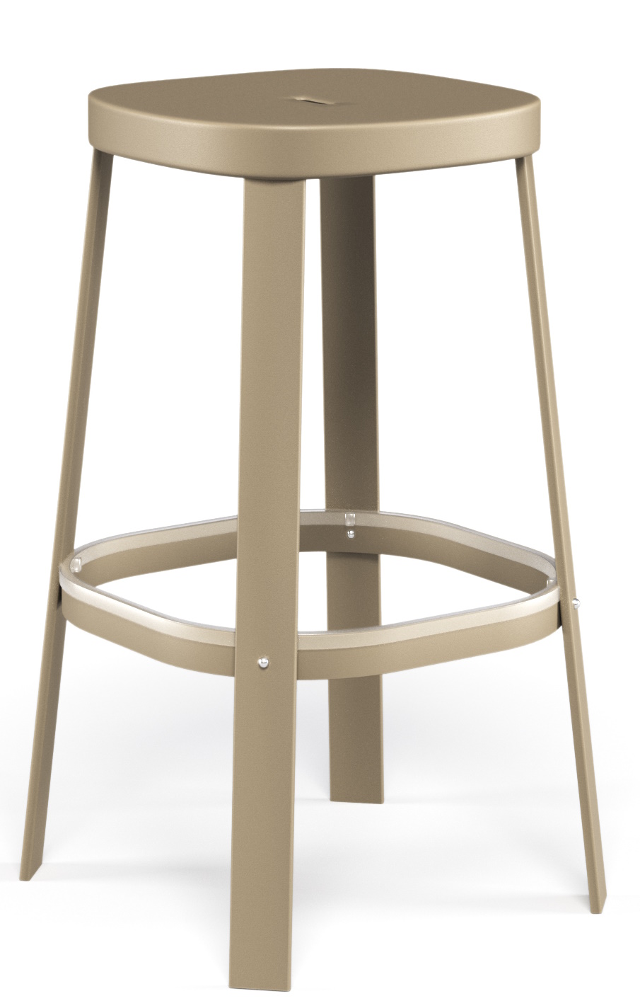 Thor Barstuhl von Emu, ein moderner Outdoor Barhocker aus Metall in Taupe.