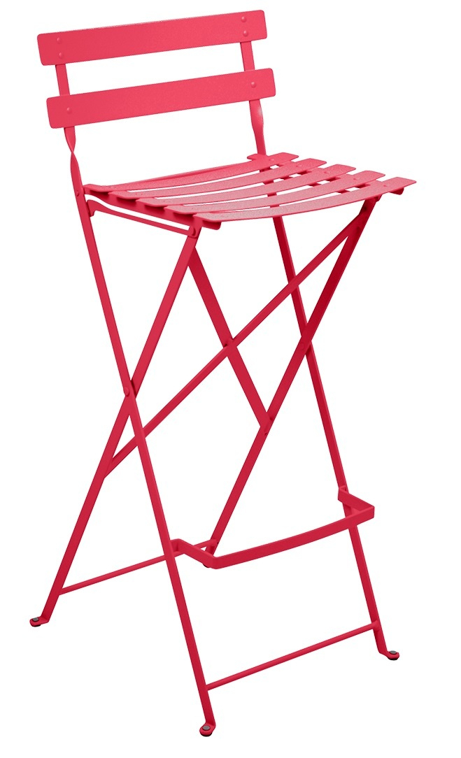 Pinker Bistro Barhocker von Fermob, klappbar, für den Outdoor-Bereich, aus Metall.