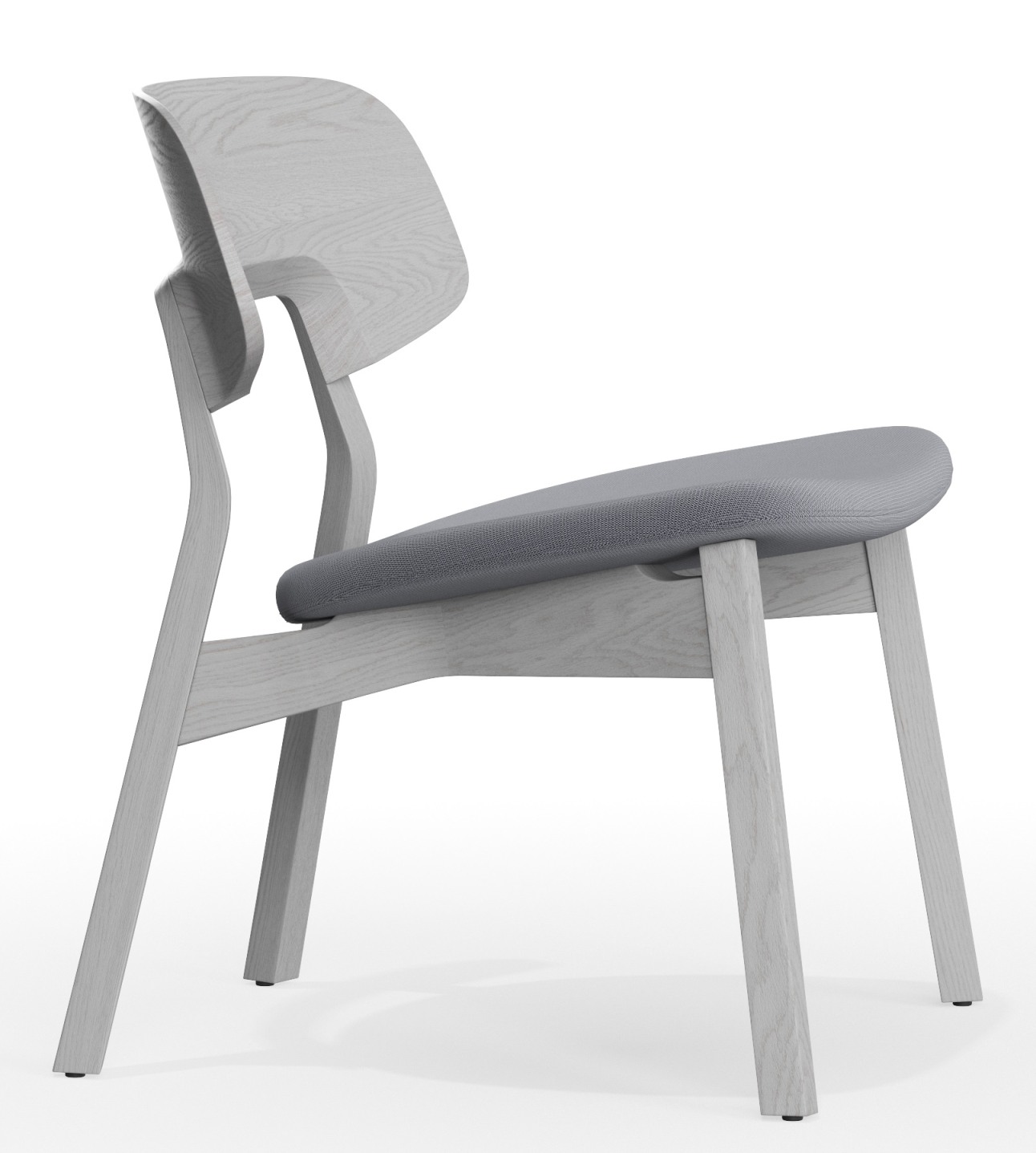 Nonoto Lounge Chair: Cocktailsessel aus hellem Holz mit grauem Sitzpolster, modernes Design für Wohnzimmer und Lounge.