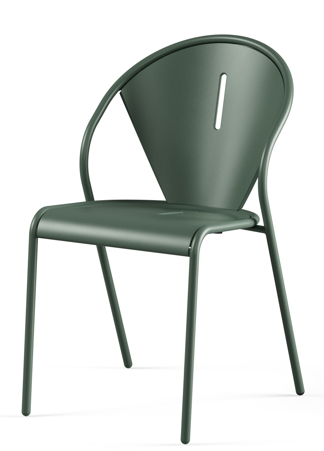 Grüner Emu Code Chair Stuhl für den Außenbereich, moderner Gartenstuhl aus Metall, minimalistisches Design.