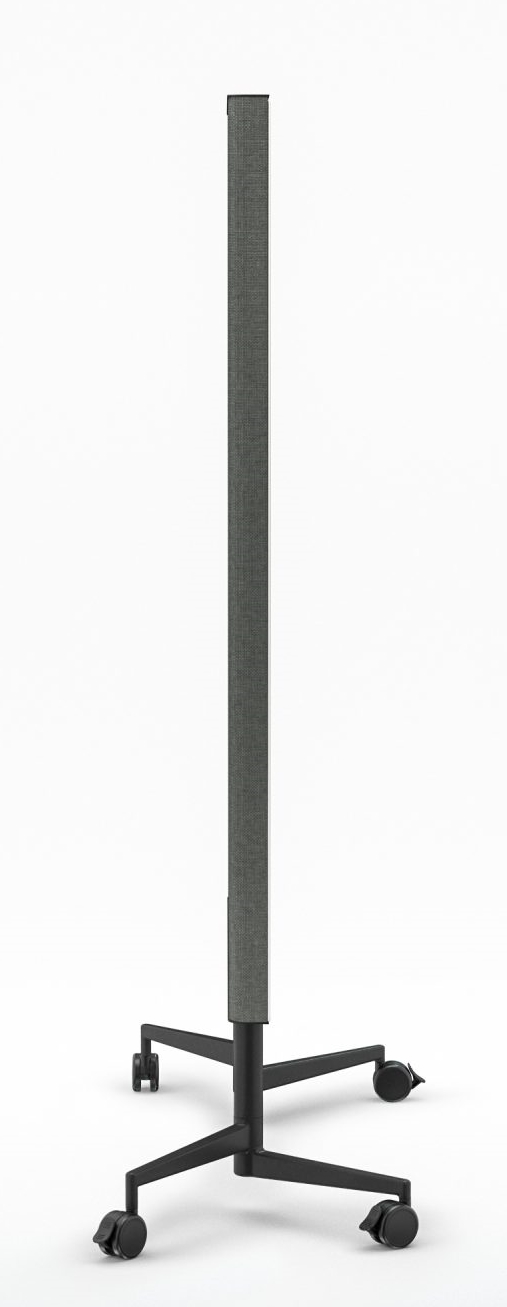 Chat Board Move Acoustic Stellwand in Grau, mobile Trennwand mit Rollen und Akustikfunktion.