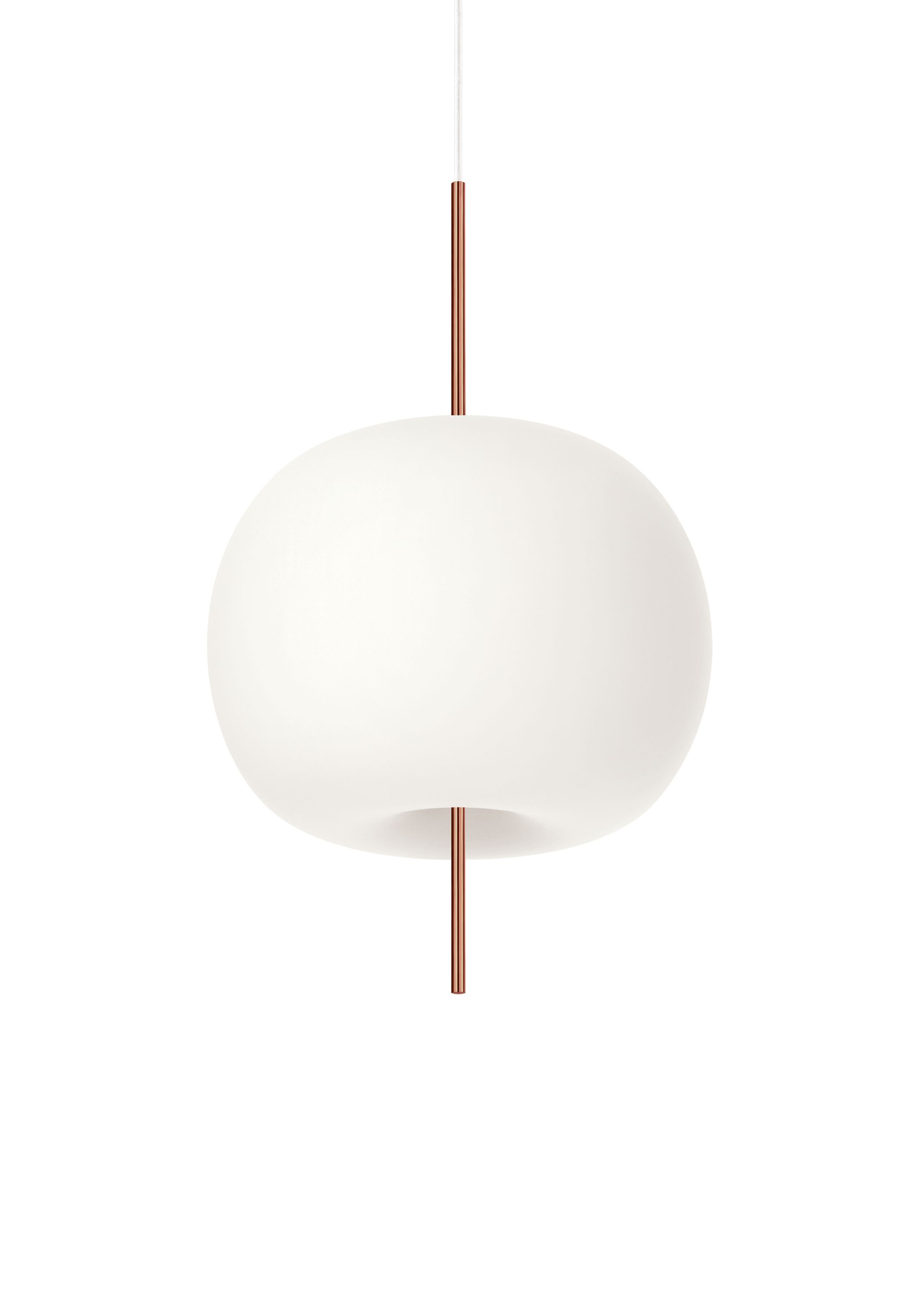 Weiße Kushi Pendelleuchte mit Kupferdetails, moderne Hängelampe für Wohnzimmer und Esszimmer.