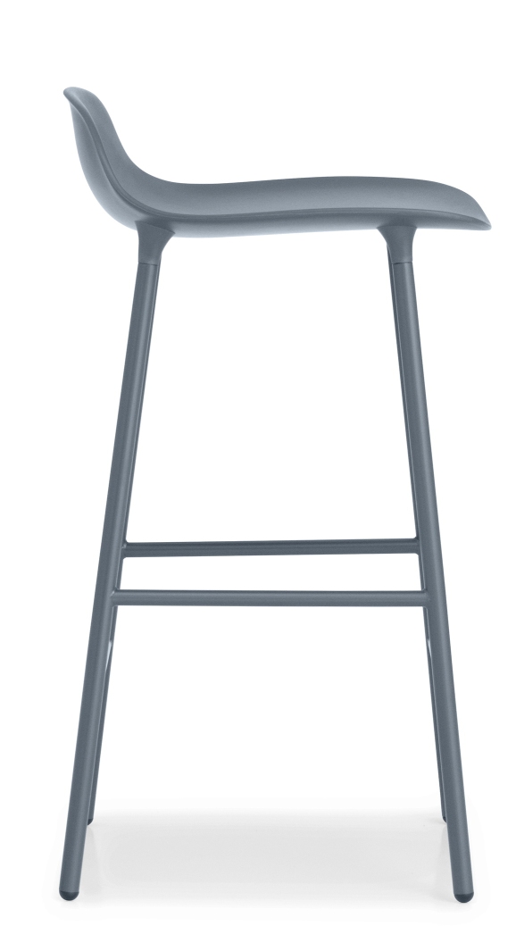 Form Barhocker von Normann Copenhagen, Stahl, Höhe 65 cm, modernes Design, grauer Sitz und Gestell.