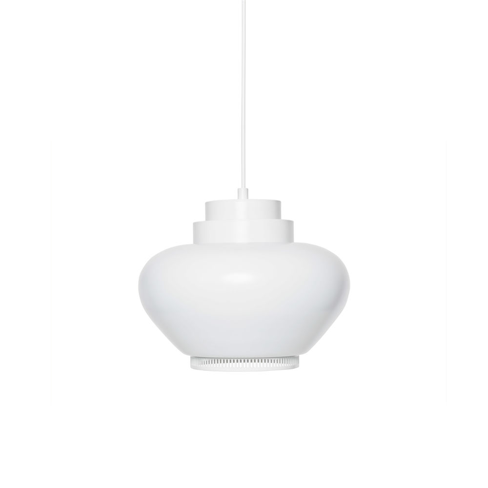 Weiße A333 Pendelleuchte "Turnip" von Artek, moderne Hängelampe für Wohnzimmer und Esszimmer.