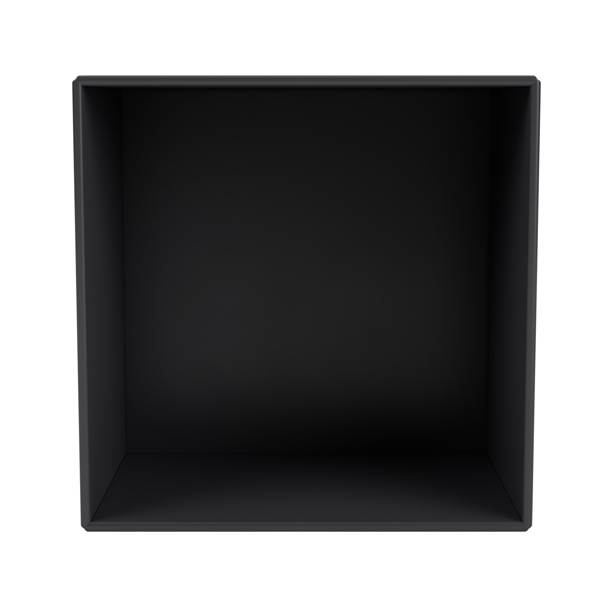 Schwarzes Mini Montana Modul, offenes Regal zur Wandmontage oder als Teil eines Regalsystems.