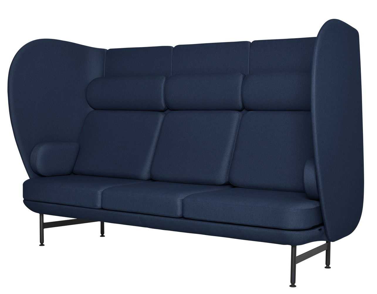 JH1003 Plenum Sofa von Fritz Hansen, blaues 3-Sitzer Sofa mit hoher Rückenlehne und Armlehnen.