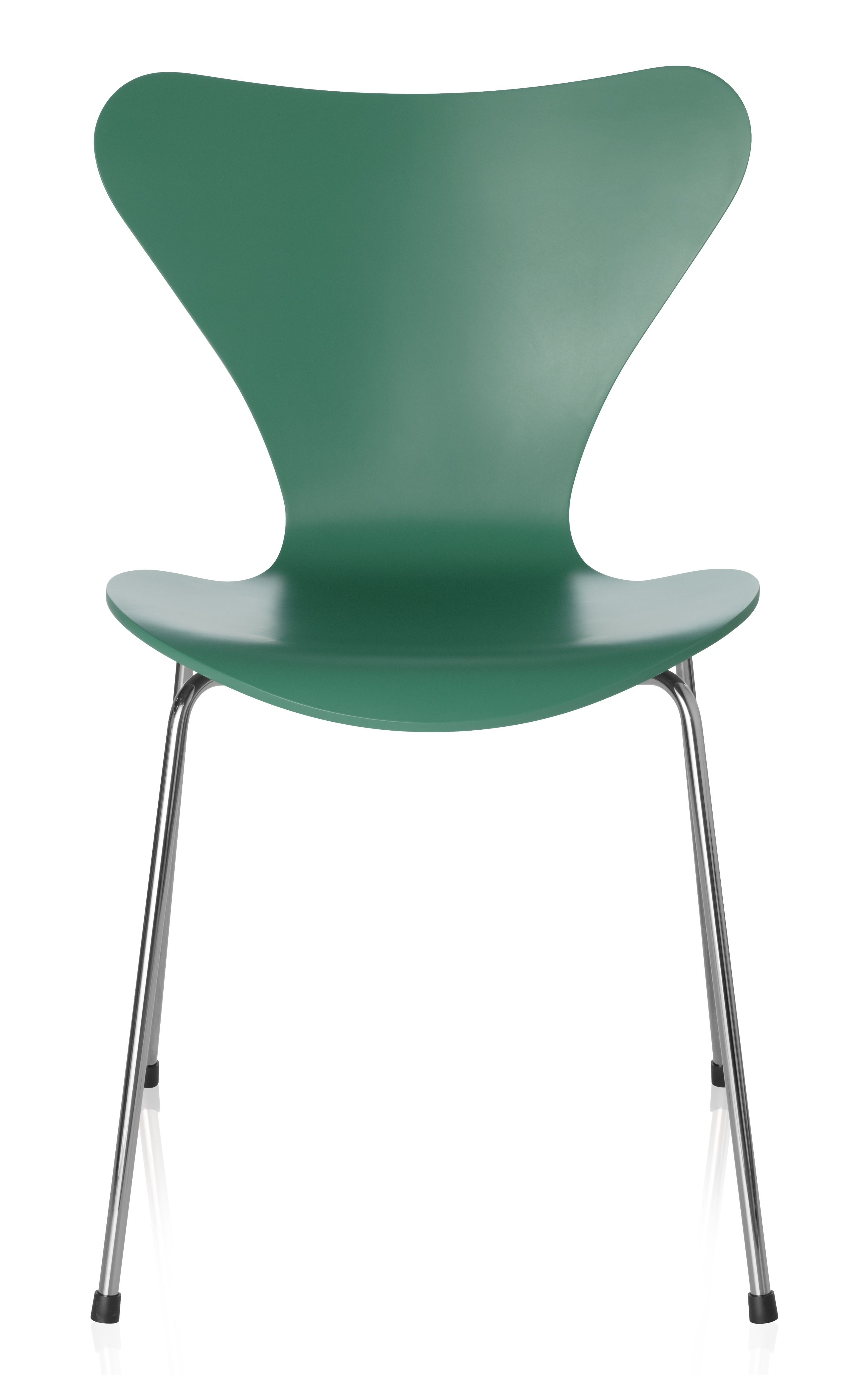 Grüner Fritz Hansen Serie 7 Stuhl 3107 mit Chromgestell, moderner Designklassiker für Esszimmer und Büro.