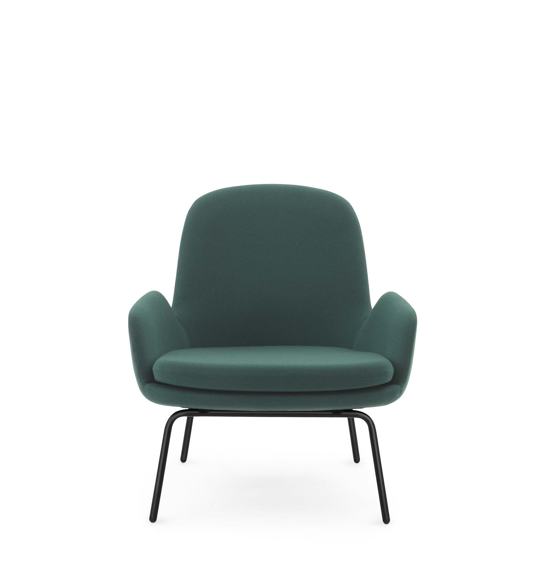 Grüner Era Lounge Chair Sessel niedrig von Normann Copenhagen mit schwarzem Metallgestell.