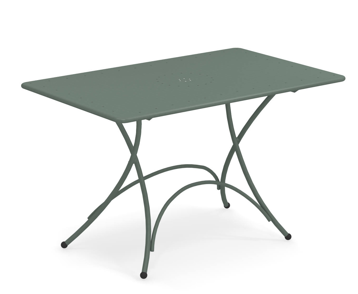 Pigalle Klapptisch Outdoor von Emu, rechteckig, aus Metall in Salbeigrün, für Garten und Terrasse.