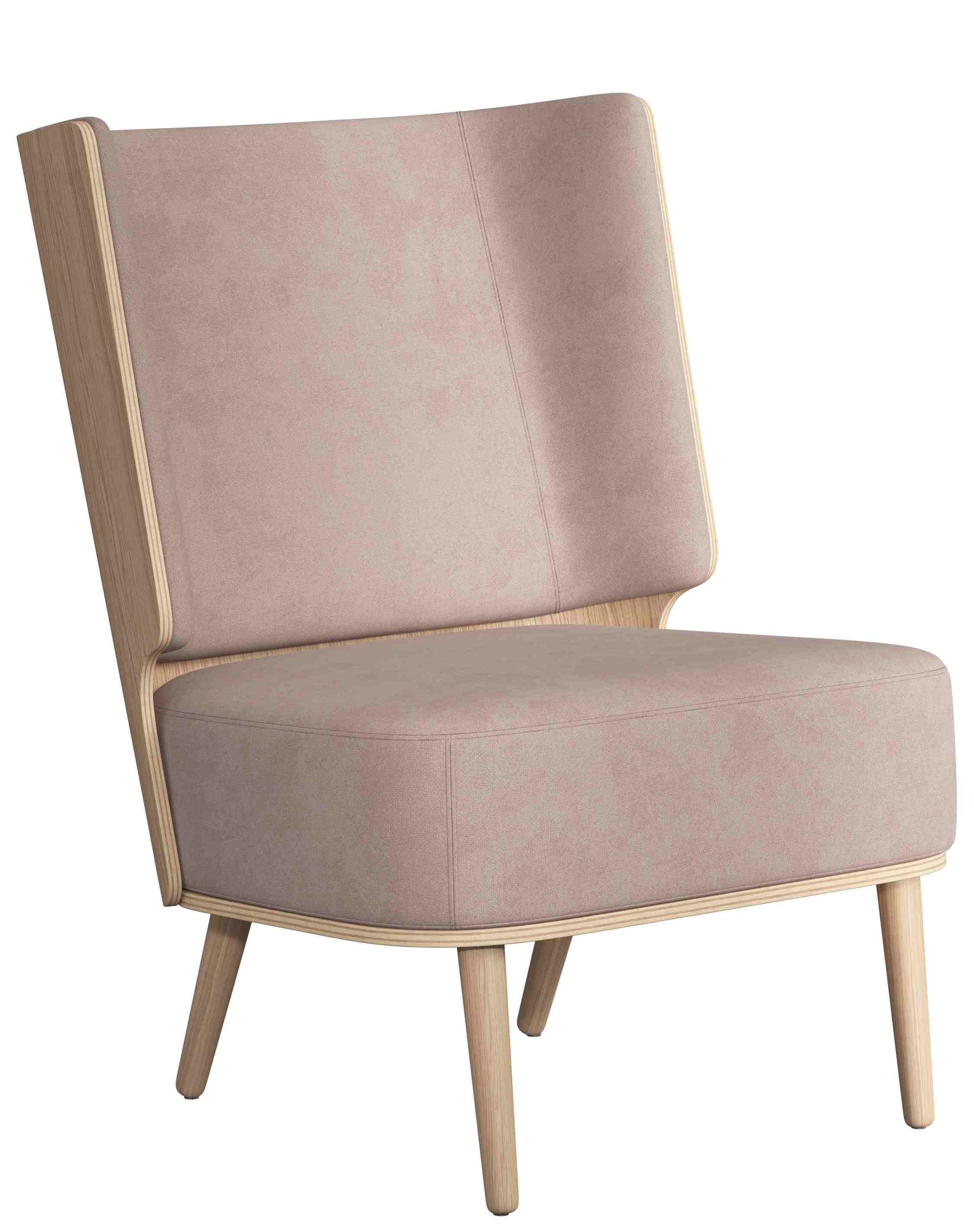 Serena Sessel in Dusty Rose mit Eiche Gestell. Moderner Lounge Chair für Wohnzimmer.