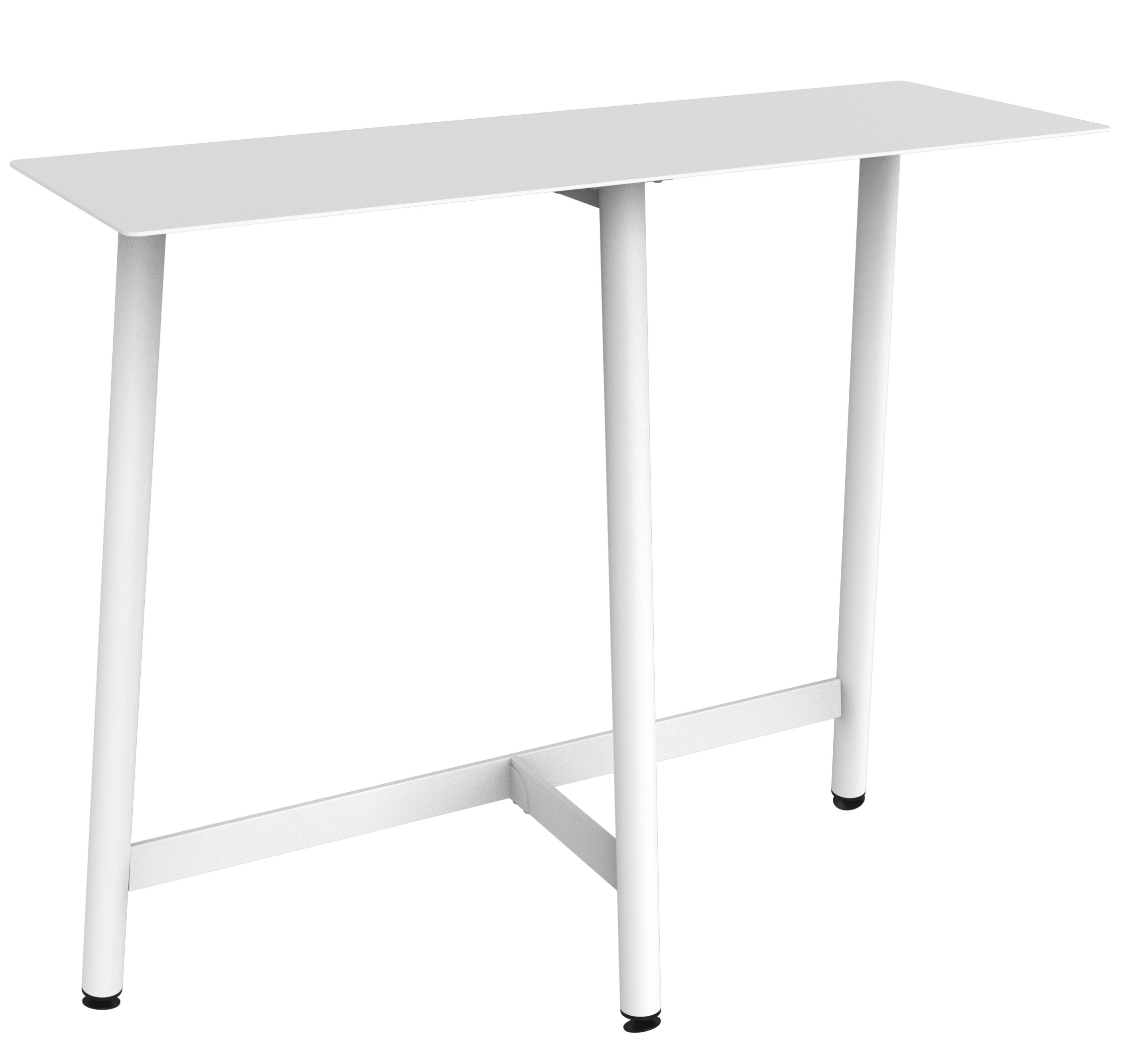 Weiße Bolder Theke von Fermob für den Außenbereich, minimalistisches Design mit drei Beinen und Fußstütze.