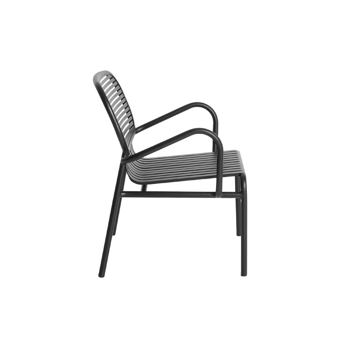 Week-End Garden Armchair Sessel von Petite Friture, schwarzes Metall, Seitenansicht, Gartenmöbel.
