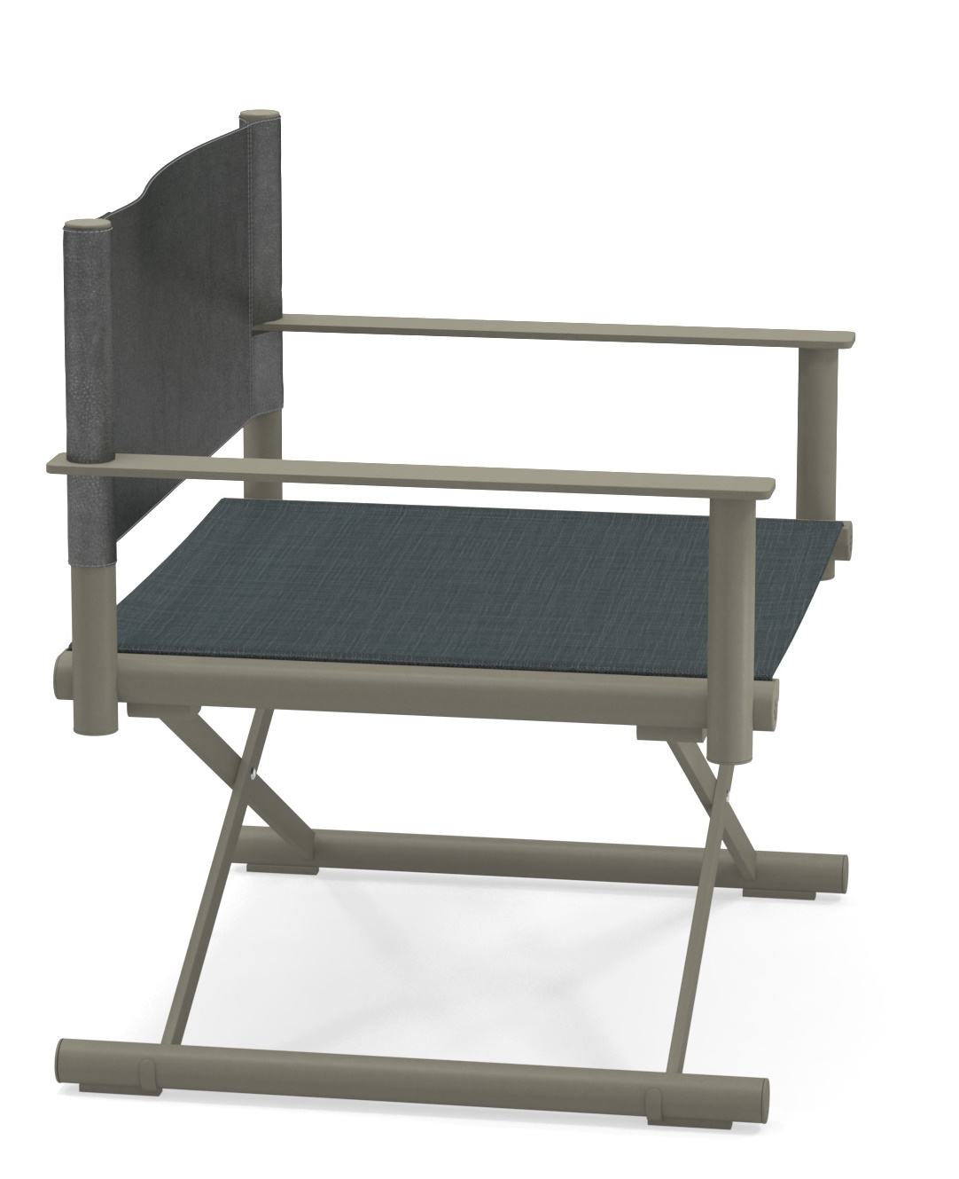 Terra Lounge Chair Sessel Outdoor Emu, grauer Outdoor Sessel mit Armlehnen und Stoffbezug, Seitenansicht.