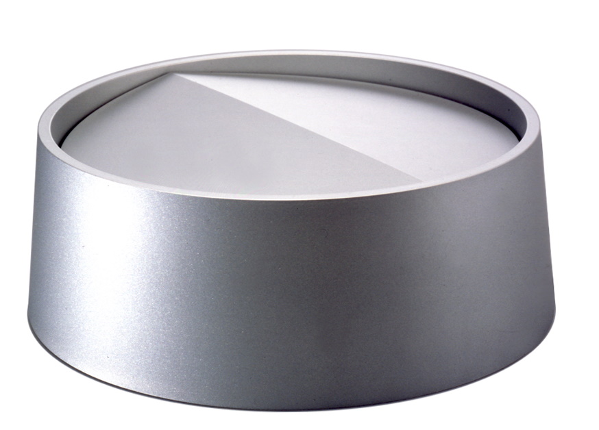 Silberner, runder Rexite Papierkorb/Schirmständer mit kegelförmigem Deckel, ideal für Büro und Zuhause.