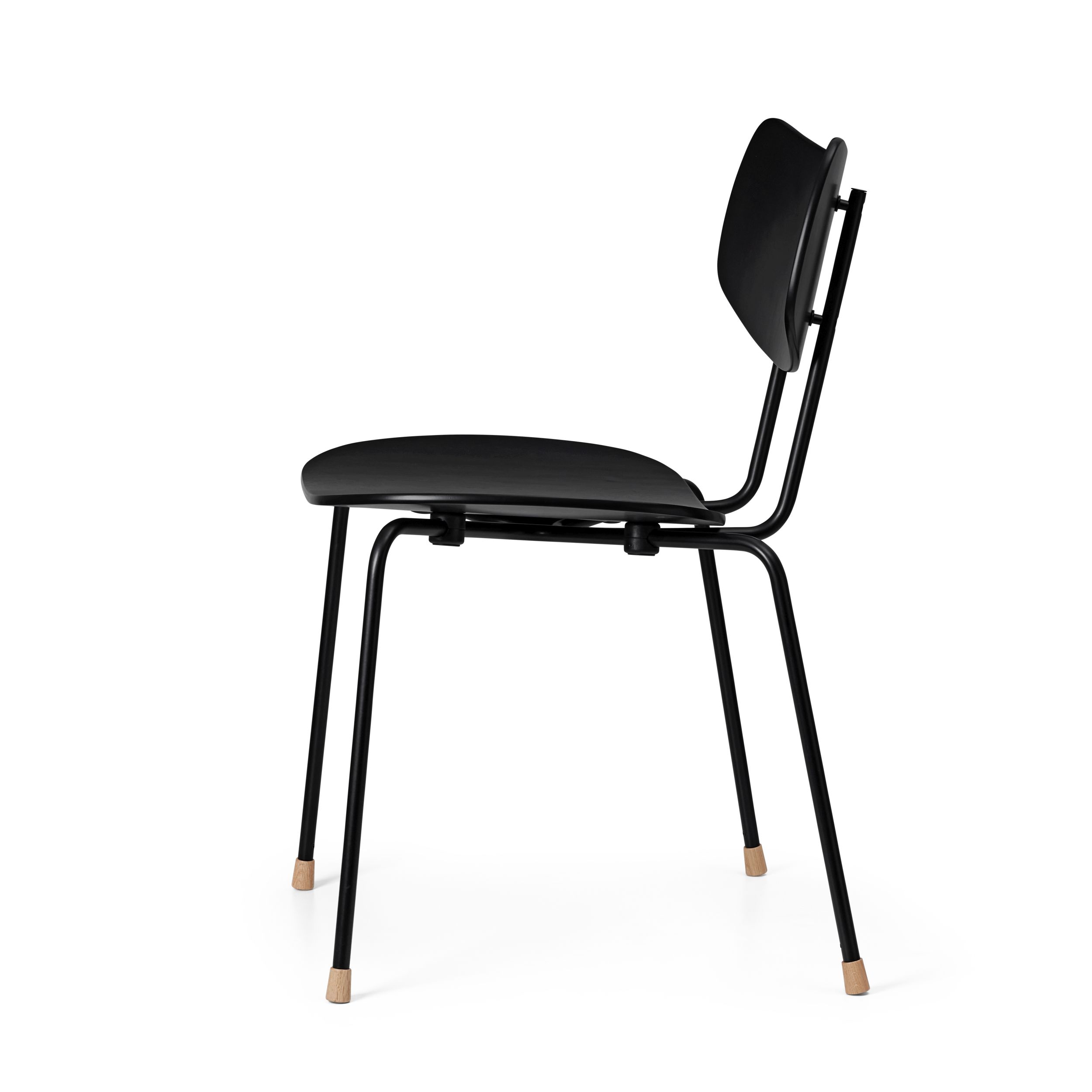 Vega Chair von Carl Hansen & Søn in Schwarz, minimalistischer Stuhl mit Stahlgestell und Holzfüßen.