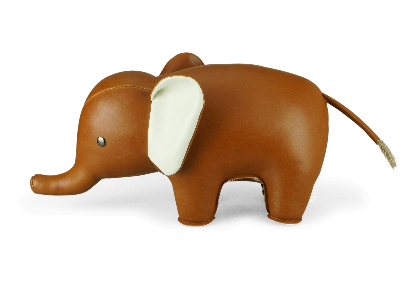 Buchstütze Züny Elefant in Braun und Weiß, dekorative Tierfigur für Bücherregale.