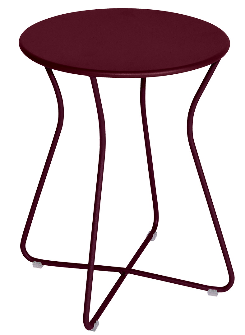 Cocotte Hocker von Fermob für den Außenbereich, aus Metall in Pflaume, runder Sitz.