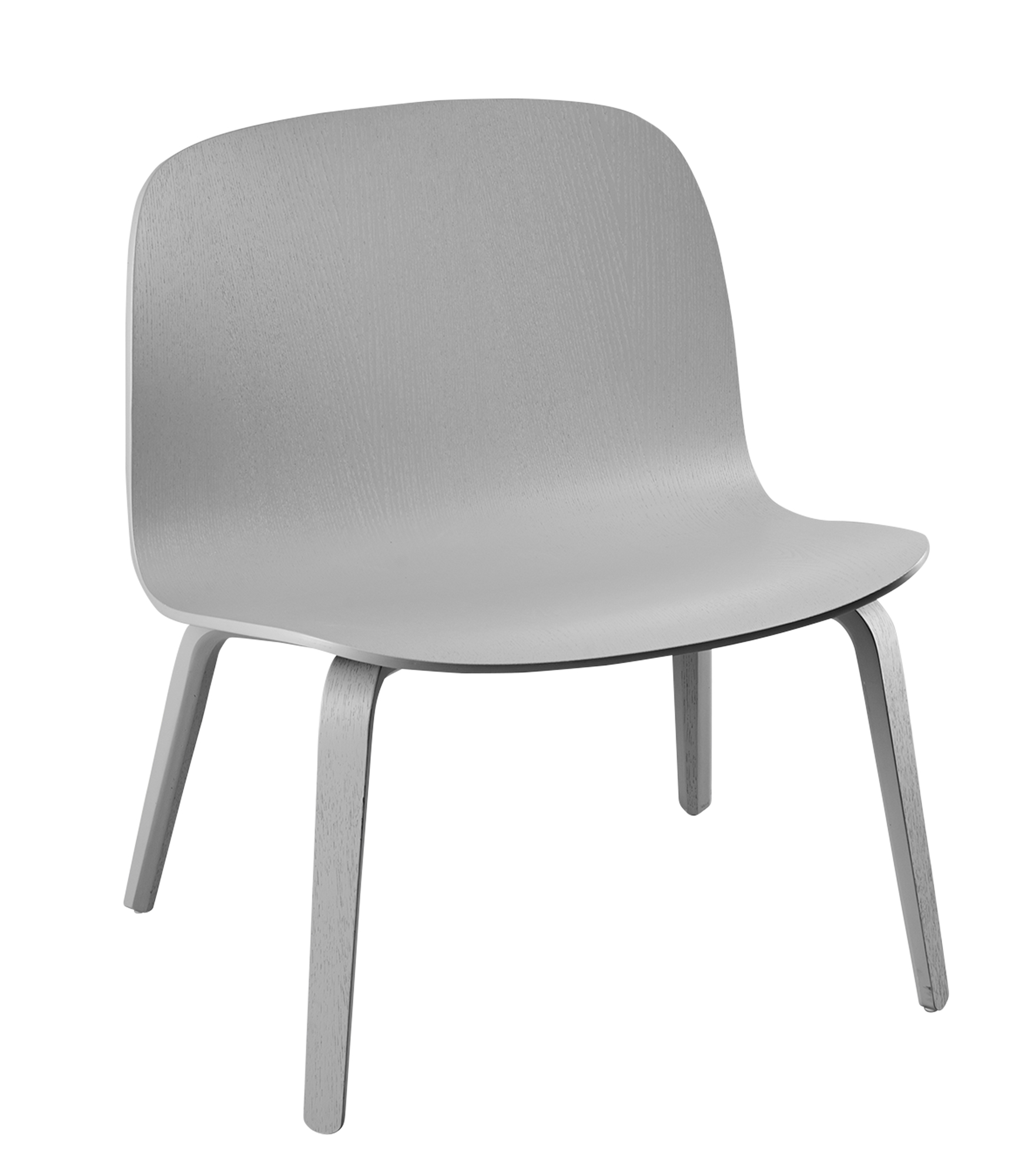 Visu Lounge Chair von Muuto, ein moderner Holzstuhl in grau, ideal für Wohnzimmer und Lounges.
