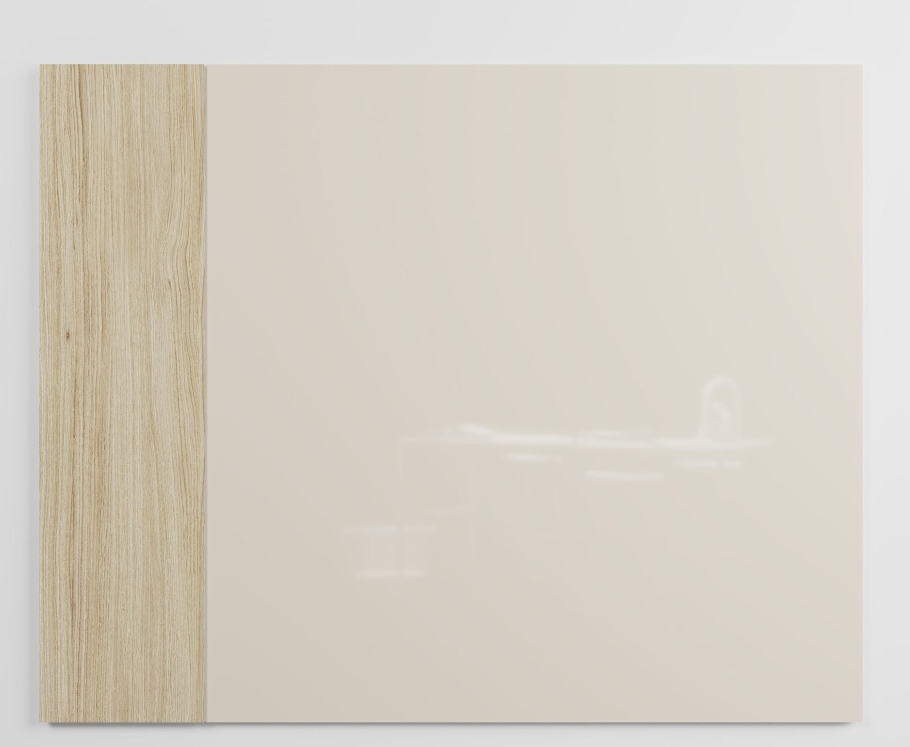 Nahaufnahme der Chat Board Classic Crafted Wandtafel: Magnetische Glastafel mit hellem Holzrahmen.