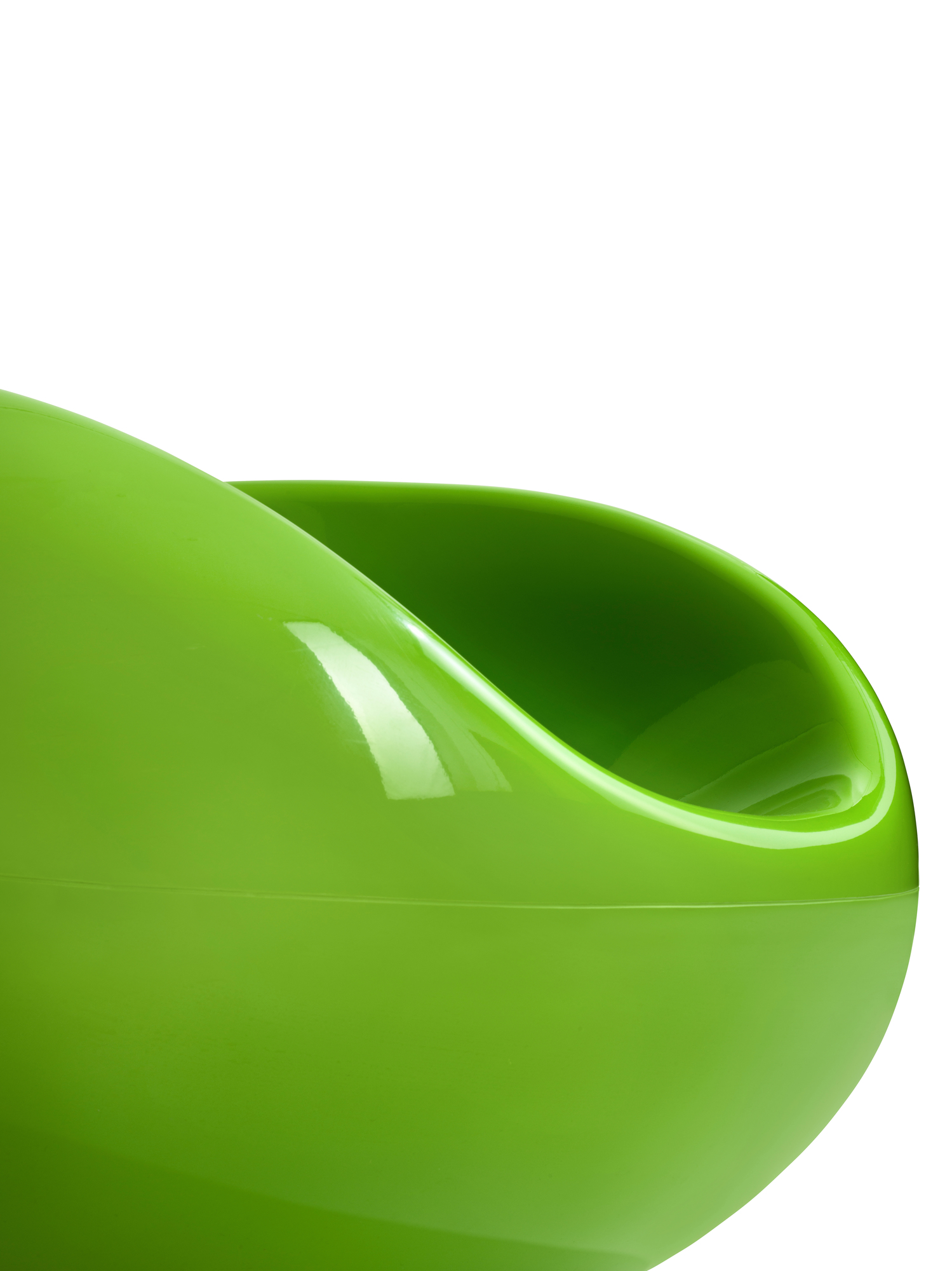 Detailaufnahme des grünen Pastil Stuhls von Eero Aarnio, ein moderner Designklassiker für Wohnräume.